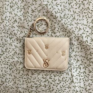 Victoria's Secret Cream Quilted Card Holder with Gold Accents